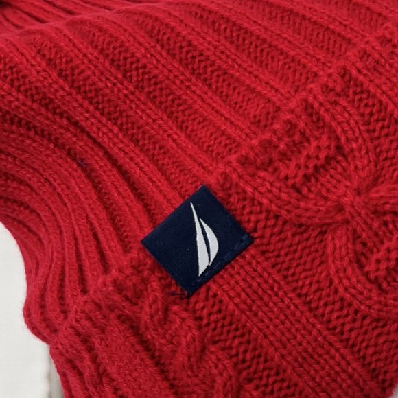 Nautica Women's One Size Red Cable Knit Beanie, Winter Cuffed Cup Hat NW - Picture 11 of 13